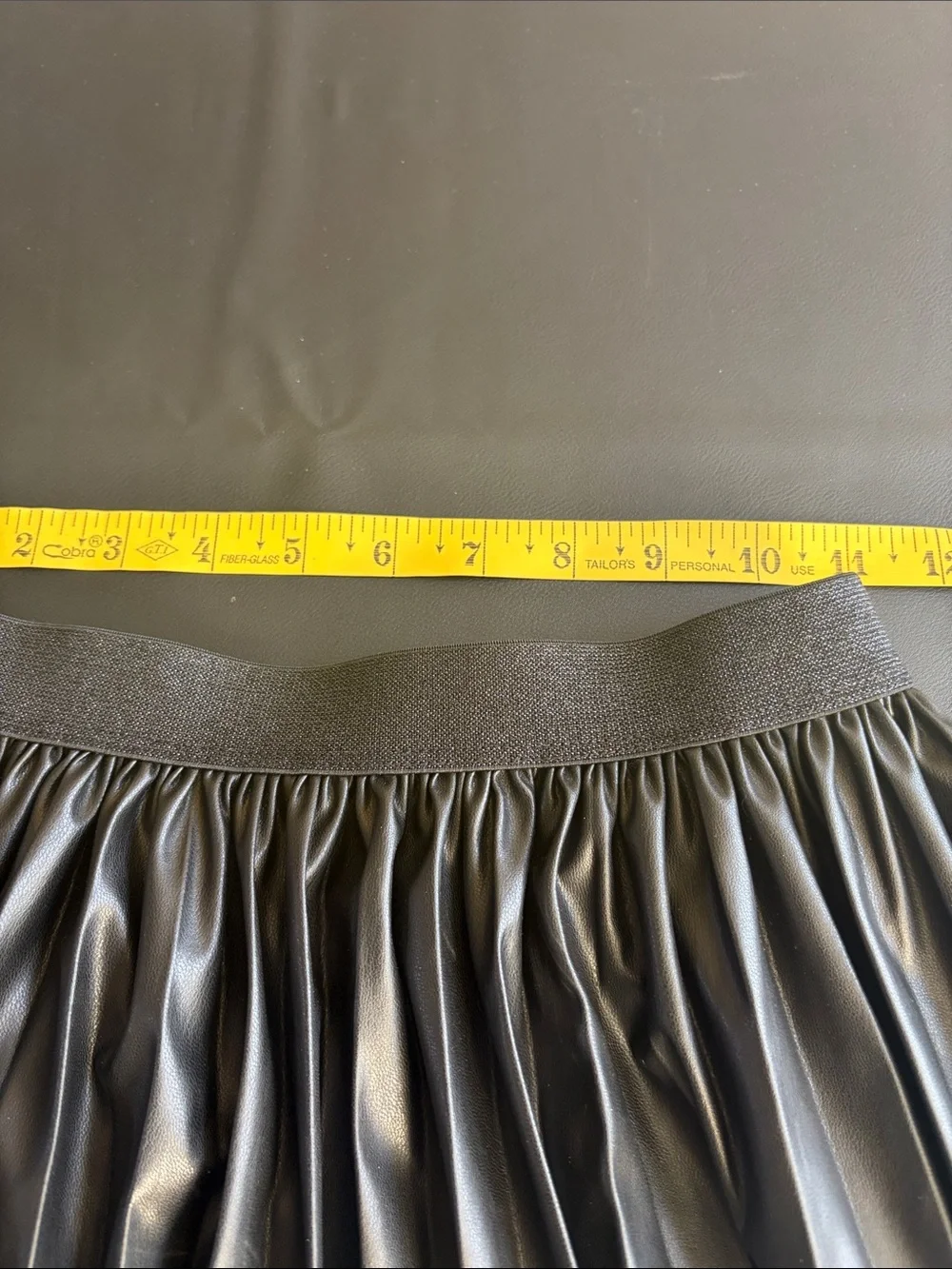Crewcuts Black Faux Leather Pleated Skirt Girls Size 12 Metallic Pleated